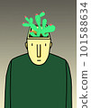 Man with a tree in his head.  illustration of plant and flower 101588634