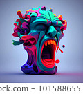 3D Illustration of a Colorful Sculpture on a White Background 101588655