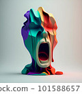 3D Illustration of a Colorful Sculpture on a White Background 101588657