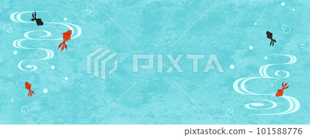 Summery goldfish and running water pattern banner design, watercolor texture Summery goldfish and running water pattern banner design, watercolor texture 101588776