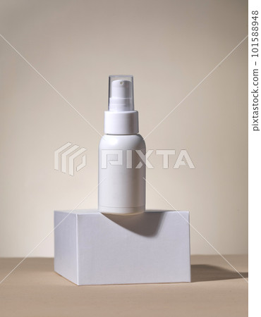 cosmetic product mockup on geometric podium. Background for presentation of cosmetic 101588948