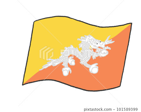 Bhutan flag illustration like hand drawn by a child Bhutan flag illustration like hand drawn by a child 101589399