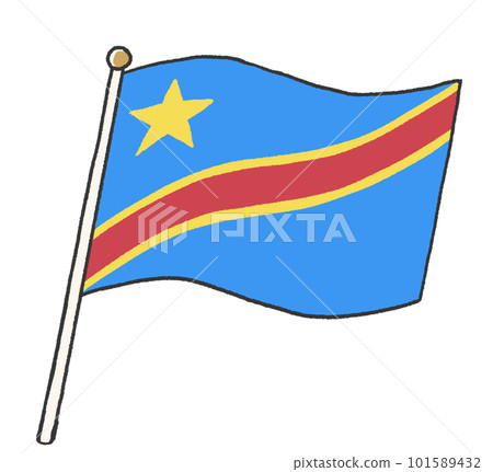 剛果民主共和國國旗的插圖,看起來像是孩子手寫的 剛果民主共和國國旗的插圖,看起來像是孩子手寫的 101589432