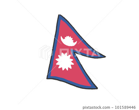 尼泊爾國旗插圖像孩子手寫的 101589446