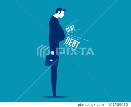 Businessman fat debt burden paunch. Business financial vector illustration Businessman fat debt burden paunch. Business financial vector illustration 101589680