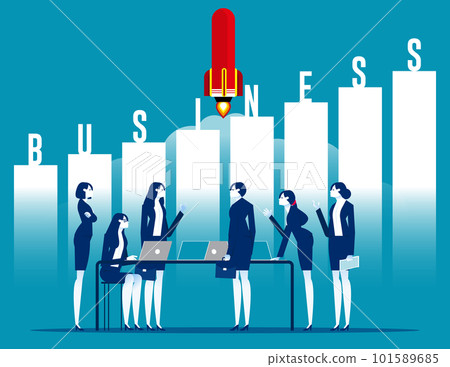 Business team working together on their startup. Business growth vector illustration 101589685