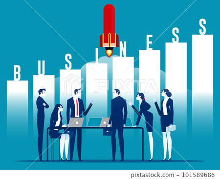 Business team working together on their startup. Business growth vector illustration 101589686