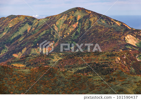 Mt. Hiuchi in autumn colors seen from the summit of Mt. Myoko 101590437