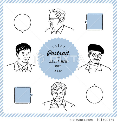 老人肖像插圖集（單色） 101590575