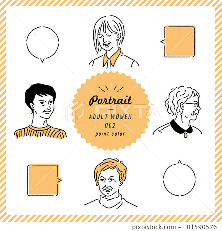 高級女性肖像插圖集（彩色） 101590576