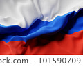 The national flag of Russia  from textiles close up , soft focus . 3D illustration. Country symbol. 101590709