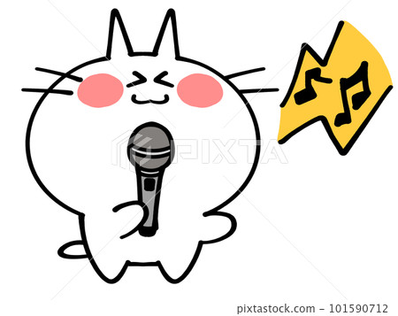 音聾貓做卡拉 OK 插圖素材 音聾貓做卡拉 OK 插圖素材 101590712