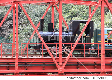 Mine Topia Besshi Mine Sightseeing Train Crossing Ukiyoke Tetsukyo Bridge Mine Topia Besshi Mine Sightseeing Train Crossing Ukiyoke Tetsukyo Bridge 101590908