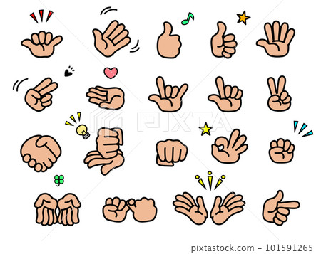 各種手勢簡單圖標集裸手類型 101591265