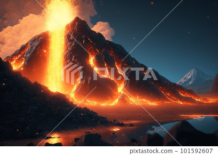 噴發的火山 101592607