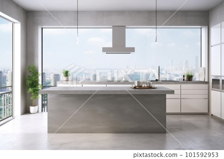 interior gray light home decor contemporary modern new indoor design island sink. Generative AI. interior gray light home decor contemporary modern new indoor design island sink. Generative AI. 101592953