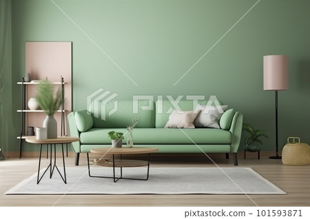 interior background luxury green design style home apartment living space mint. Generative AI. 101593871