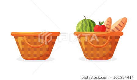 Picnic baskets straw isolated vector illustration 101594414