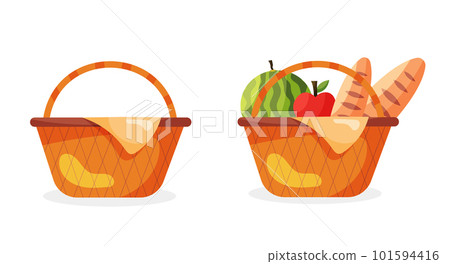 Picnic baskets straw isolated vector illustration Picnic baskets straw isolated vector illustration 101594416