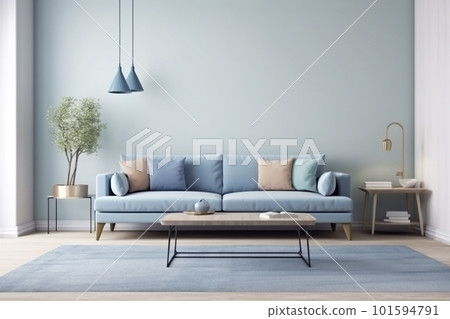 interior background house modern luxury living cushion decor simple white copy space. Generative AI. 101594791