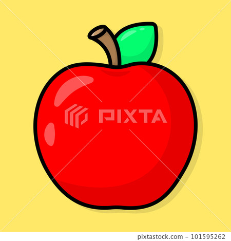 Cartoon bright red apple. Vector illustration 101595262