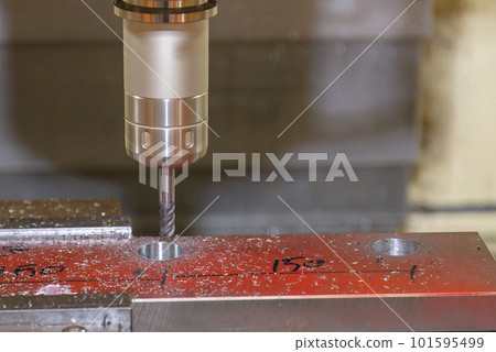 The CNC milling machine cutting injection mold part by solid ball end mill tool. 101595499