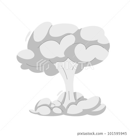 Blast cloud after bomb explosion. Cartoon bomb explosion, dynamite detonation, . Danger bomb explosion with smoke clouds. Bomb detonation collection. Big bang. Flat vector illustration 101595945