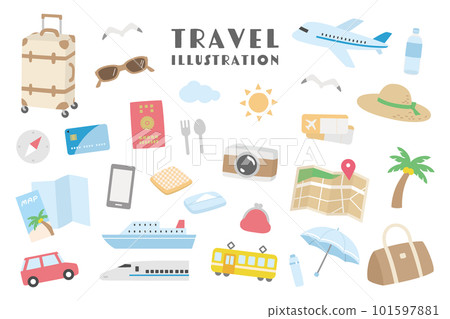 Simple travel vector illustration set. 101597881