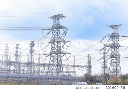 Scenery with a power transmission tower 101600456