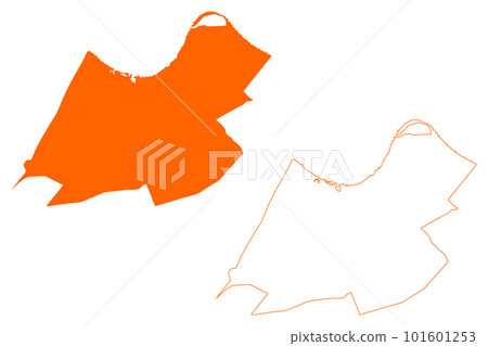 Culemborg city and municipality (Kingdom of the Netherlands, Holland, Gelderland or Guelders province) map vector illustration, scribble sketch Culemborg map 101601253