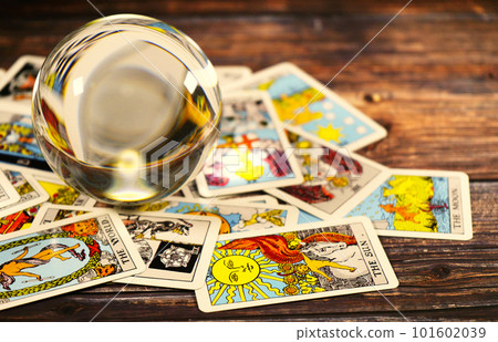 tarot cards and crystal ball 101602039