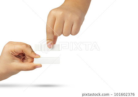The symbol is equal in the hands of a child on a white background. Two hands with an equals sign show a sign meaning equality. The concept of equal rights. Stop racism. Equal rights for men and women The symbol is equal in the hands of a child on a white background. Two hands with an equals sign show a sign meaning equality. The concept of equal rights. Stop racism. Equal rights for men and women 101602376