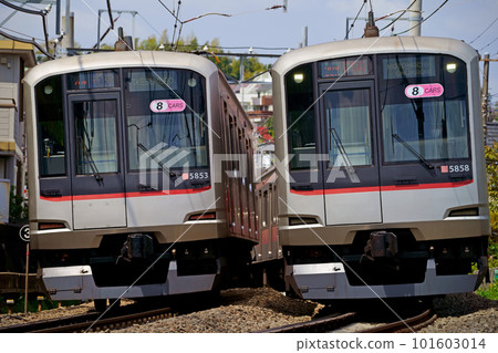 東急東橫線(5000系列)上下線在曲線上相互通過 東急東橫線(5000系列)上下線在曲線上相互通過 101603014