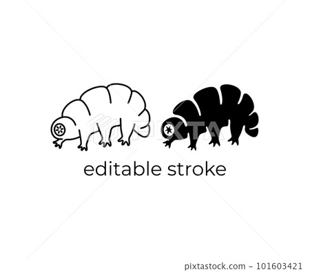 Tardigrade, water bears, moss piglets, editable stroke, silhouette and linear design. Animal, microscopic parasites, microorganism, vermin and insects, vector design and illustration Tardigrade, water bears, moss piglets, editable stroke, silhouette and linear design. Animal, microscopic parasites, microorganism, vermin and insects, vector design and illustration 101603421