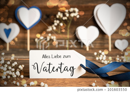 Label, Atmospheric Decoration, Heart, Flower, Vatertag Means Fathers Day Label, Atmospheric Decoration, Heart, Flower, Vatertag Means Fathers Day 101603550