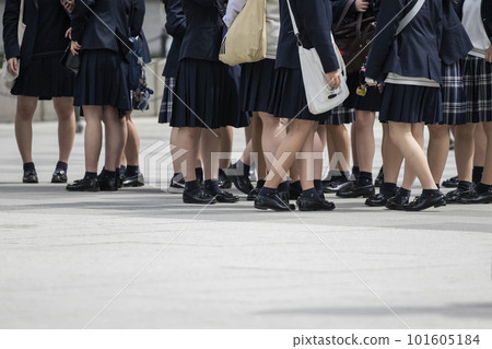 Feet of high school girls in uniform 101605184