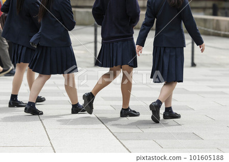 Feet of high school girls in uniform 101605188