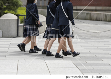 Feet of high school girls in uniform 101605189