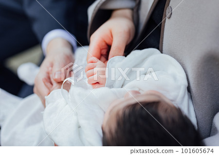 An image of a shrine visit Holding a small baby's hand An image of a shrine visit Holding a small baby's hand 101605674