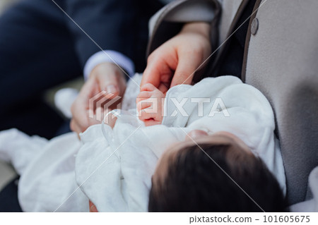 An image of a shrine visit Holding a small baby's hand An image of a shrine visit Holding a small baby's hand 101605675