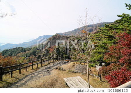 Kankakei with beautiful blue sky and autumn leaves_Shodoshima 101606123