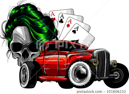 vector illustration of Vintage Hot Rod Car on white background 101606232