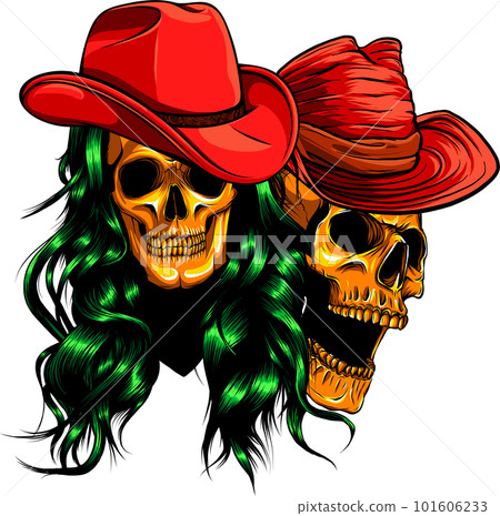 woman and man cowboy illustration, vector on white background woman and man cowboy illustration, vector on white background 101606233