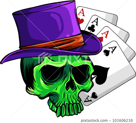 Poker face Skull and four aces vector illustration on white background 101606238