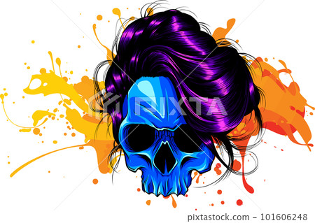 vector illustration of human skull on white background. digital hand draw design vector illustration of human skull on white background. digital hand draw design 101606248