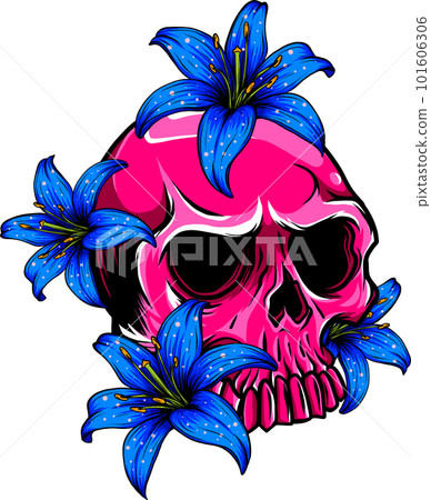 vector Skull with beautiful flower roses in vintage style isolated vector illustration vector Skull with beautiful flower roses in vintage style isolated vector illustration 101606306