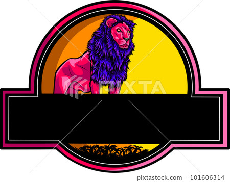 Lion on background of the sunset. African Safari. Vector illustration. 101606314