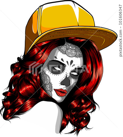 vector illustration of Sugar skull Girl on white background 101606347