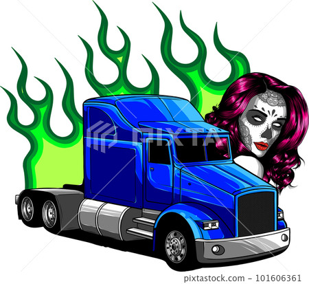 Vector illustration of Cartoon Semi Truck on white background 101606361
