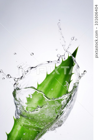 Generative ai, aloe vera with water splashes. 101606404